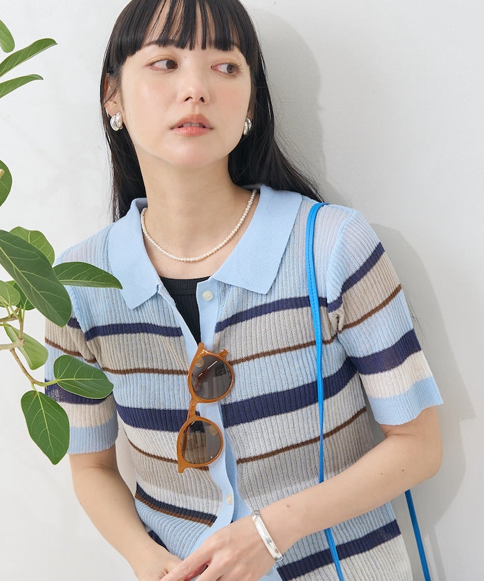 sheer border shirt (blue) *JP