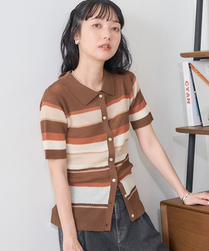 sheer border shirt (camel) *JP