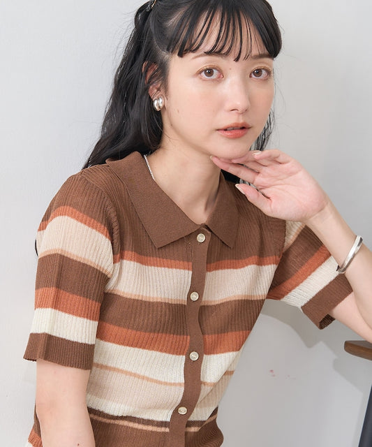 sheer border shirt (camel) *JP