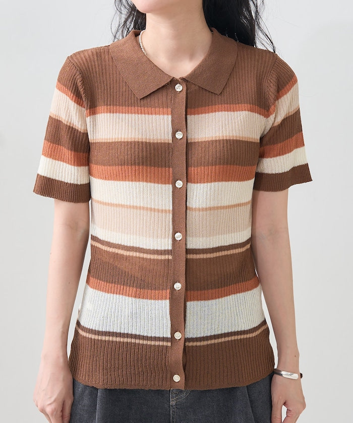 sheer border shirt (camel) *JP