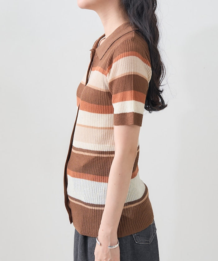 sheer border shirt (camel) *JP