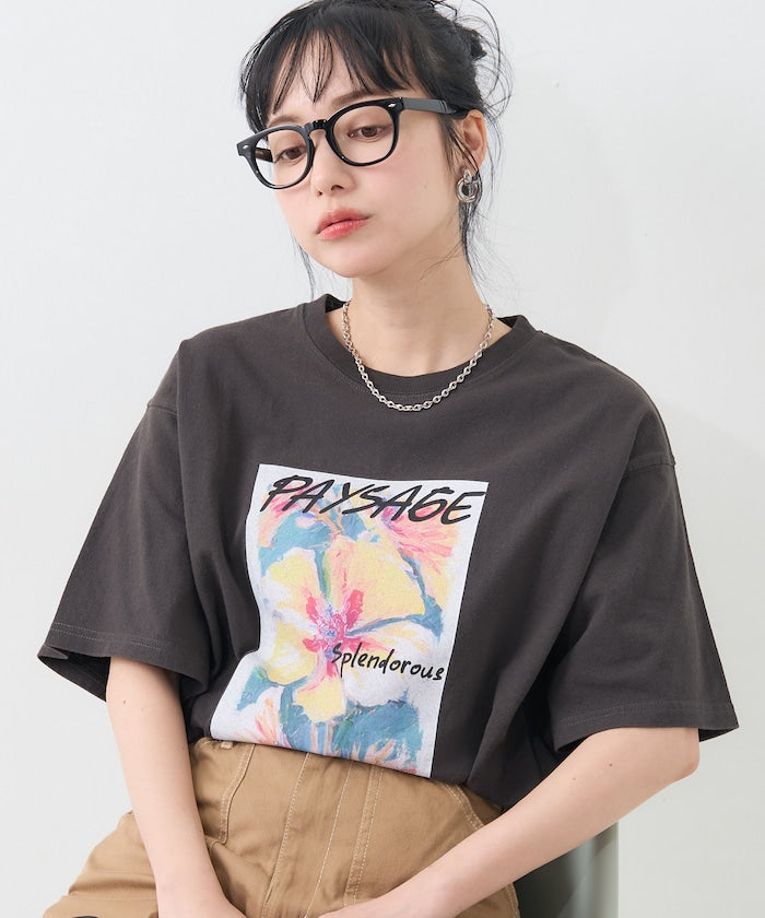 flower painting tee (charcoal) *JP