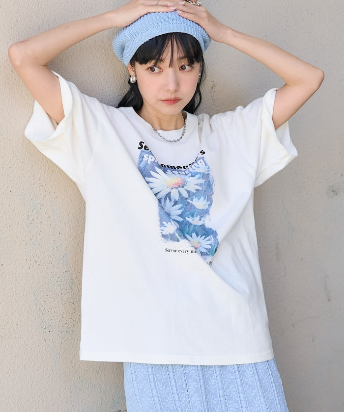 flower painting tee (white) *JP