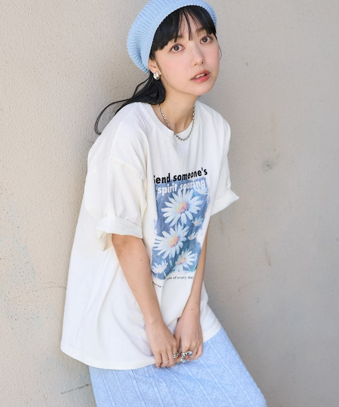 flower painting tee (white) *JP