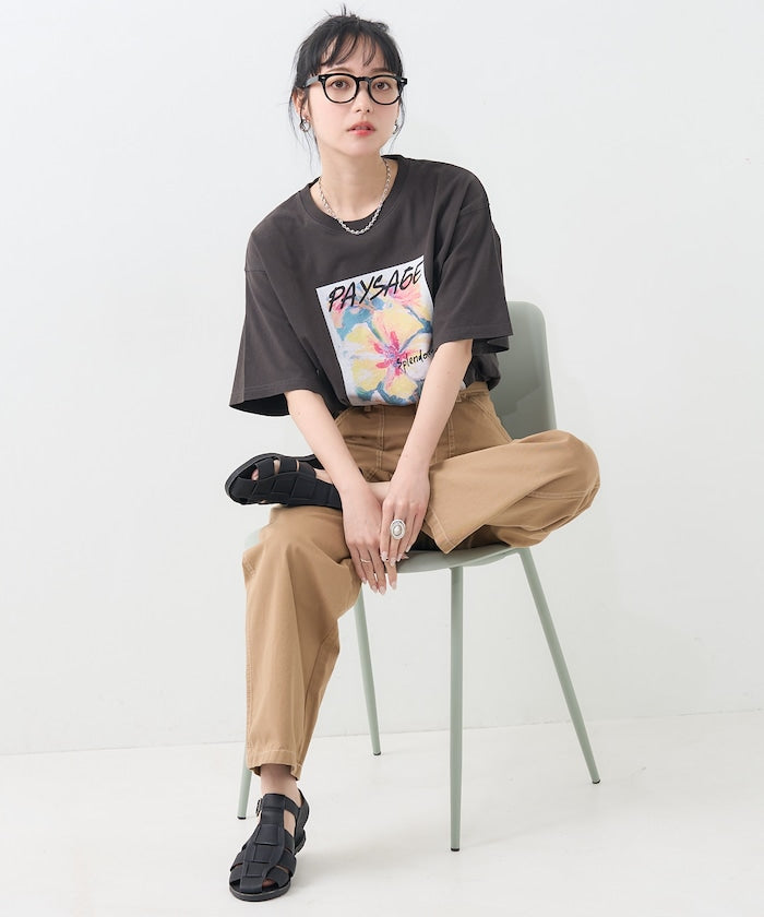 flower painting tee (charcoal) *JP