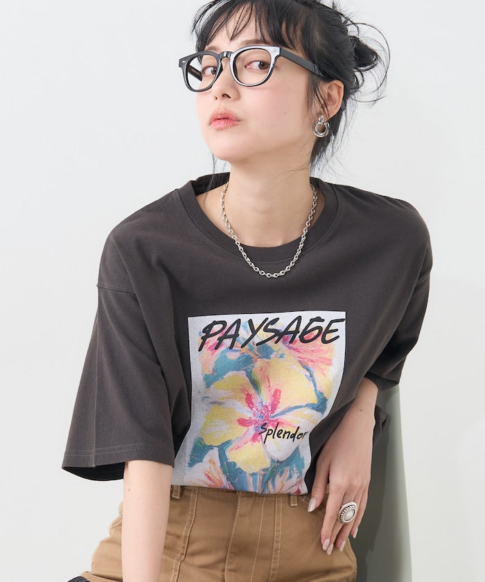 flower painting tee (charcoal) *JP