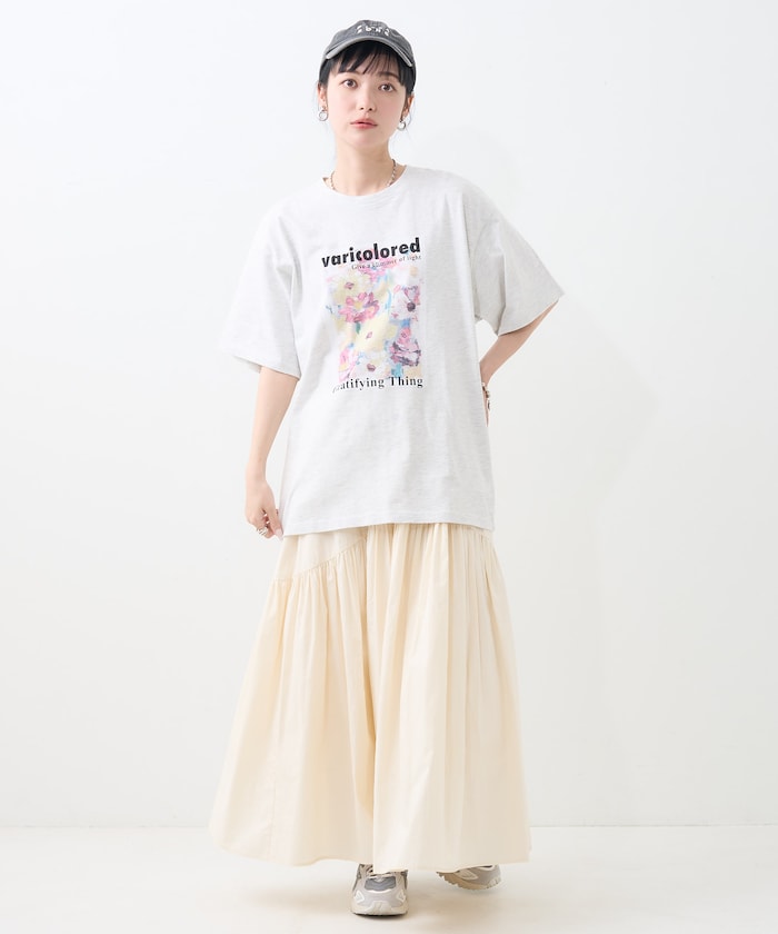 flower painting tee (light grey) *JP