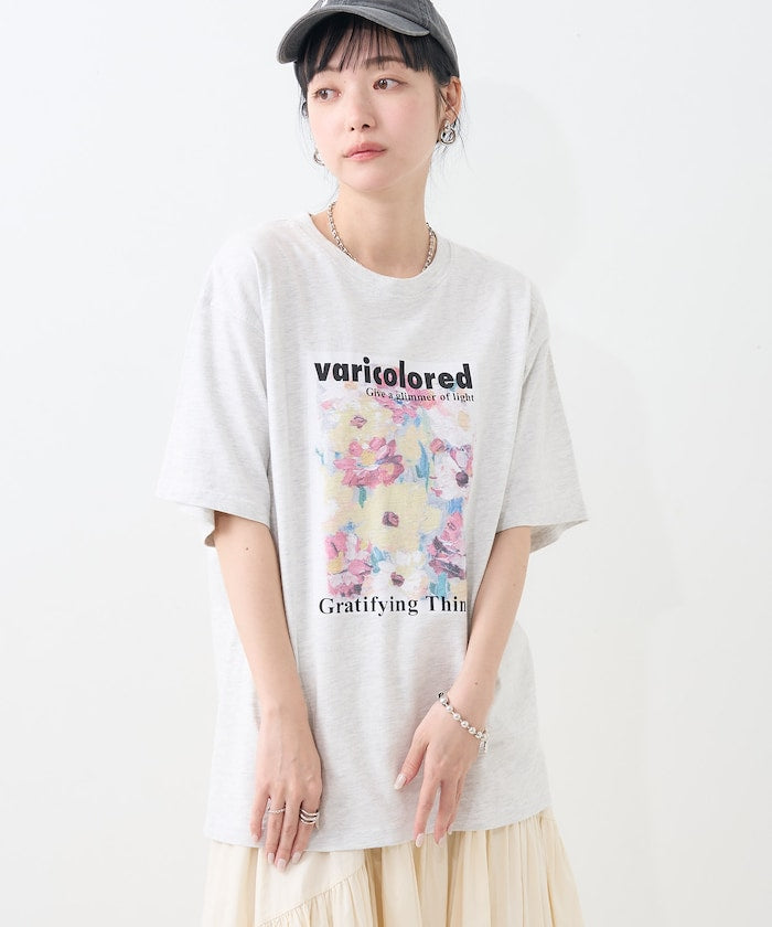 flower painting tee (light grey) *JP