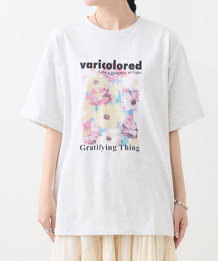 flower painting tee (light grey) *JP