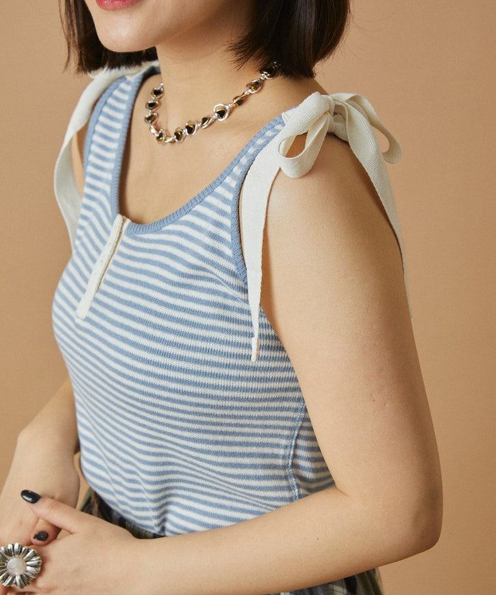 milled ribbon tank top (sax blue) *JP