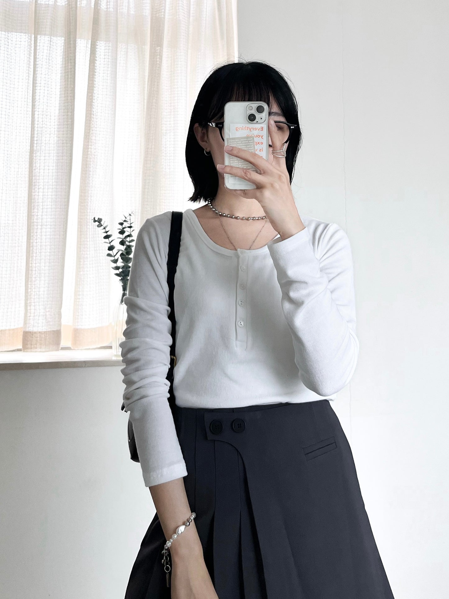 rib long tee (white)