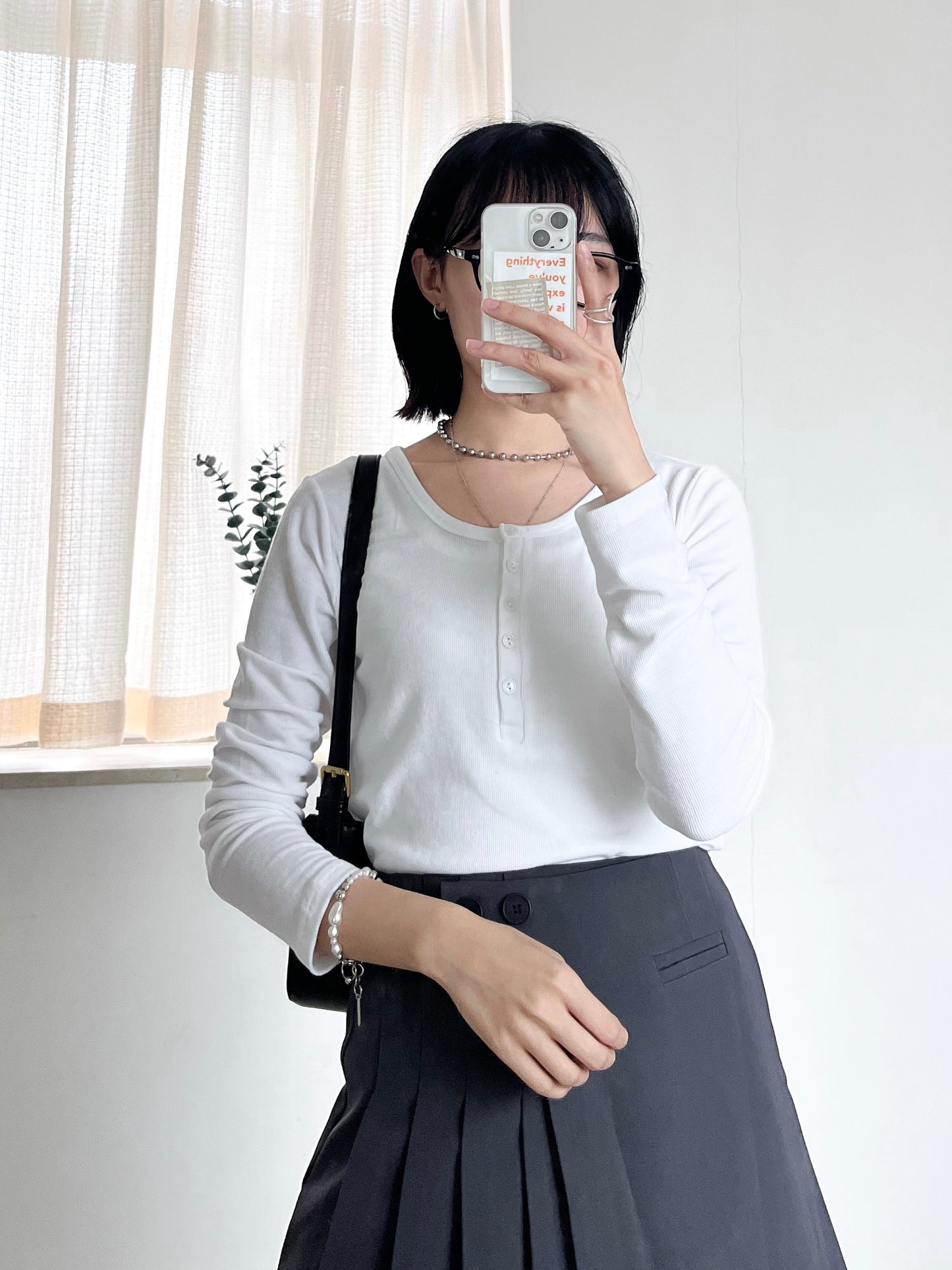 rib long tee (white)