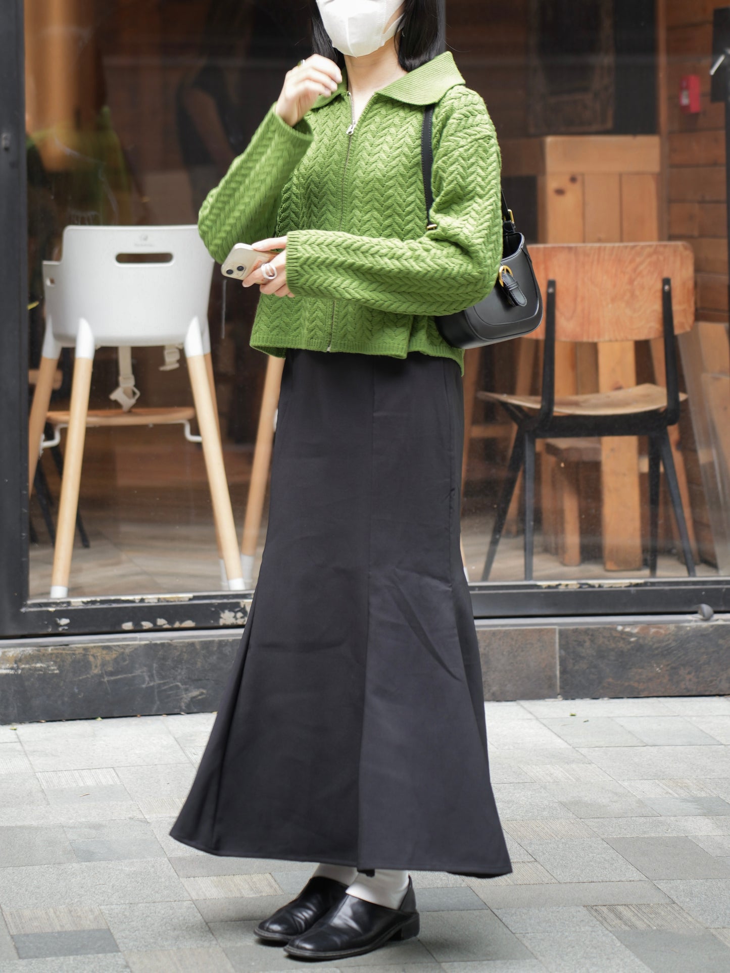 cable zip knit (green)