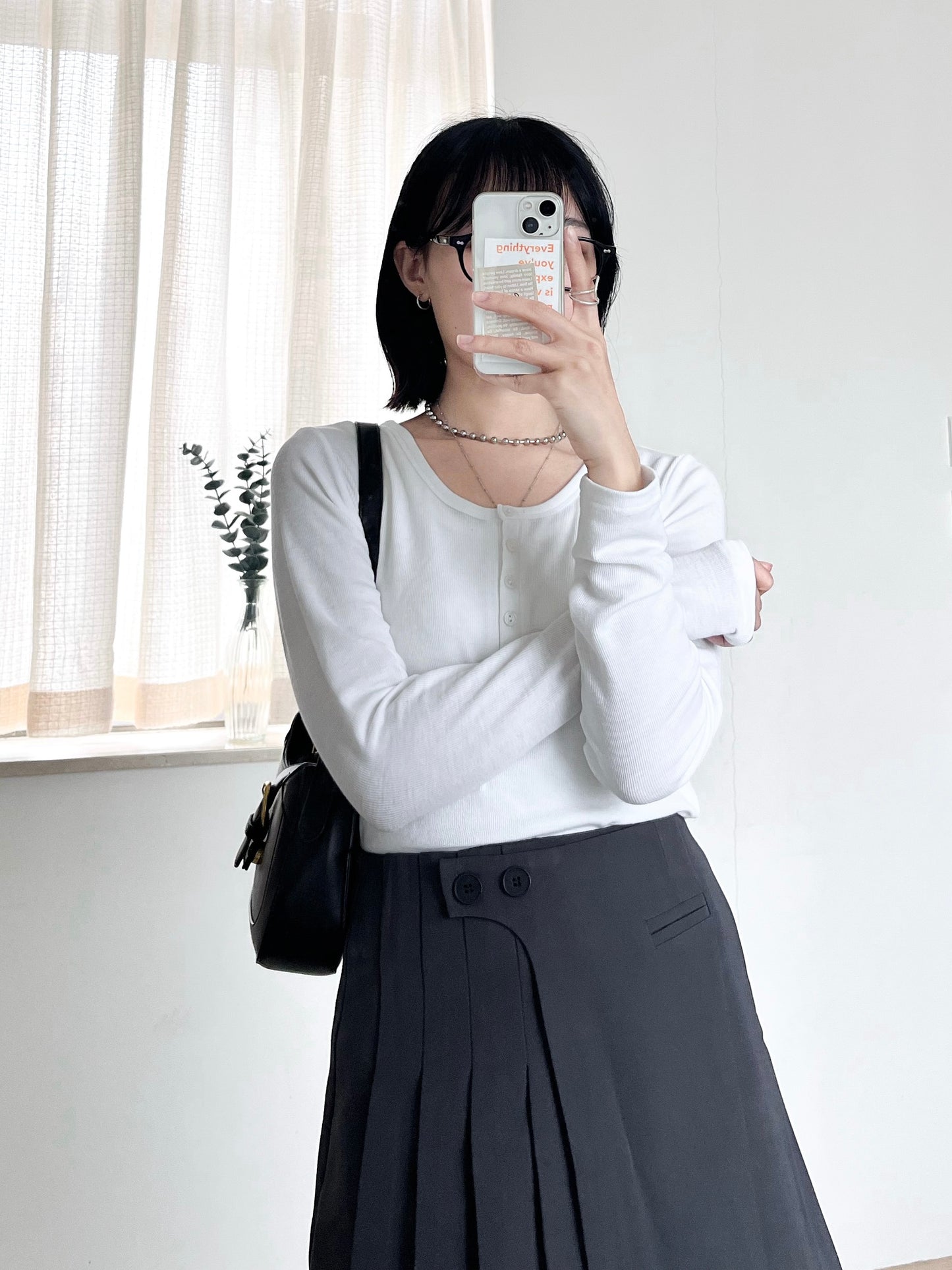 rib long tee (white)