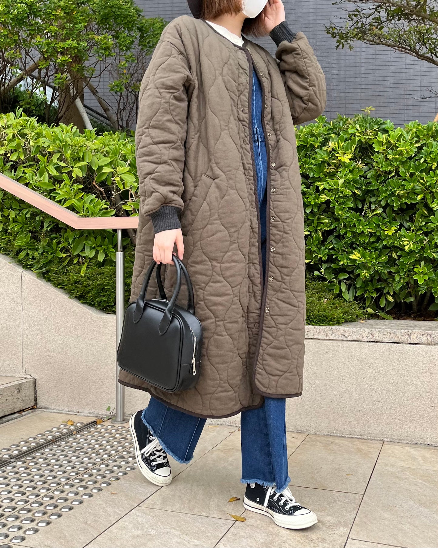 quilted long coat