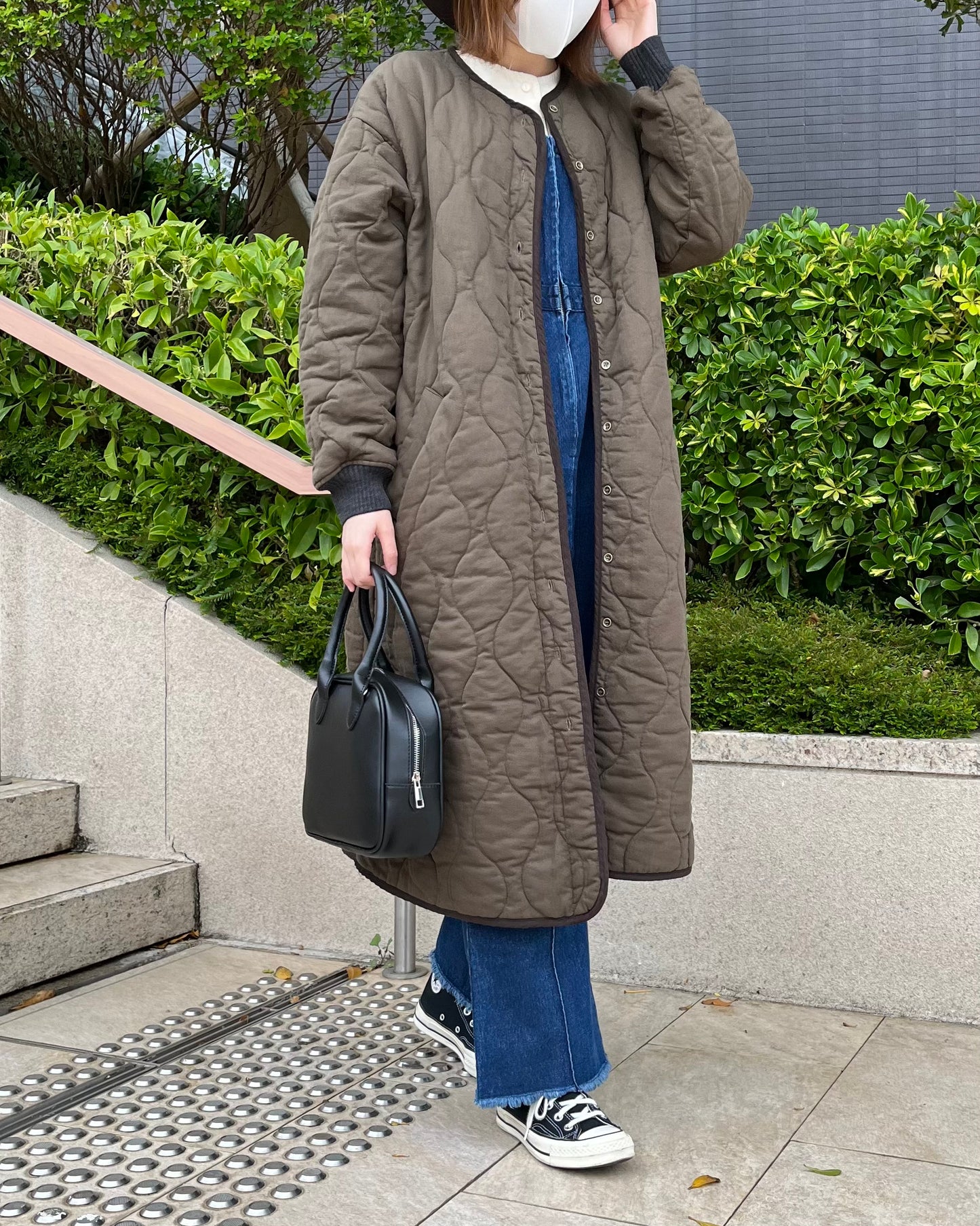 quilted long coat