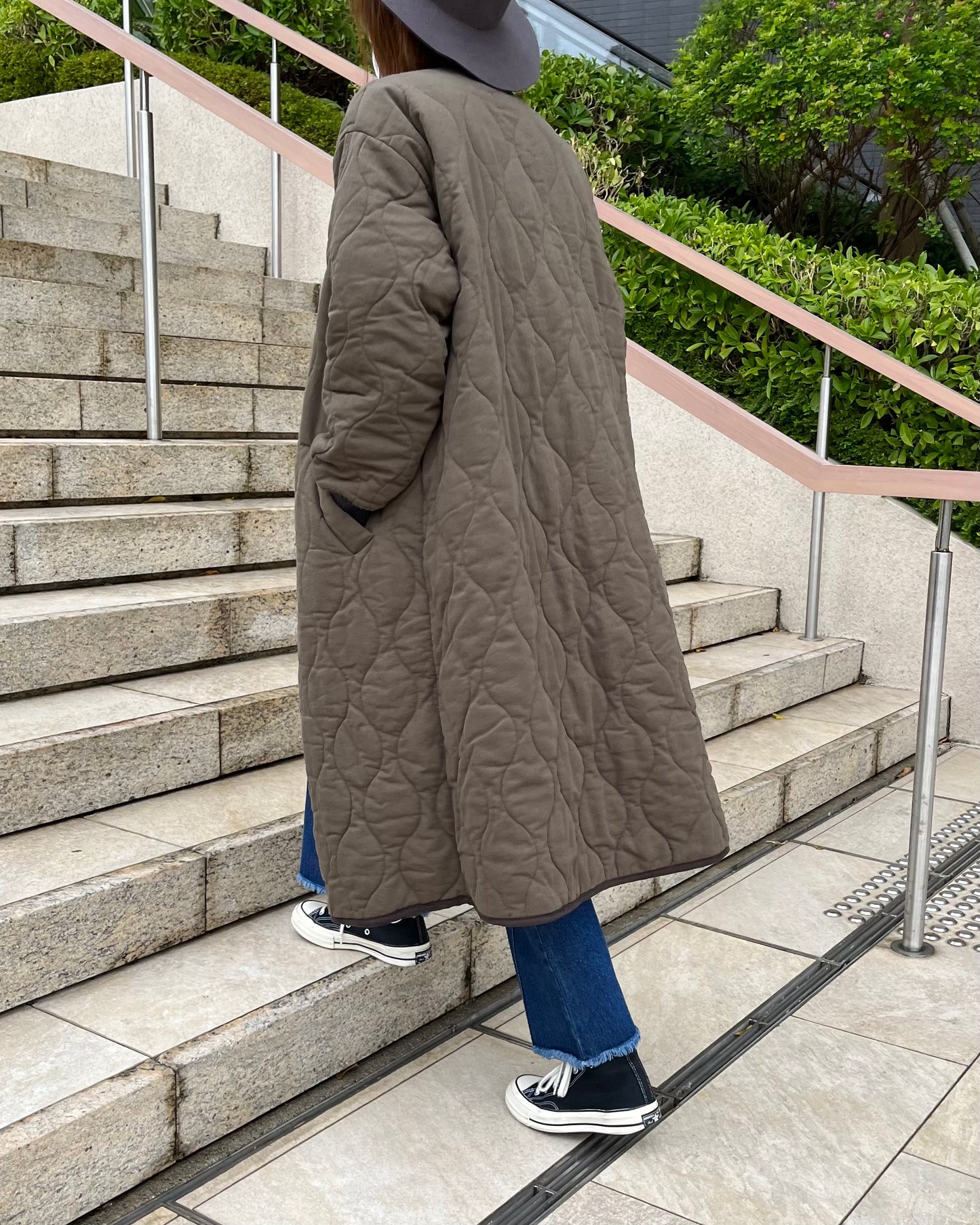 quilted long coat