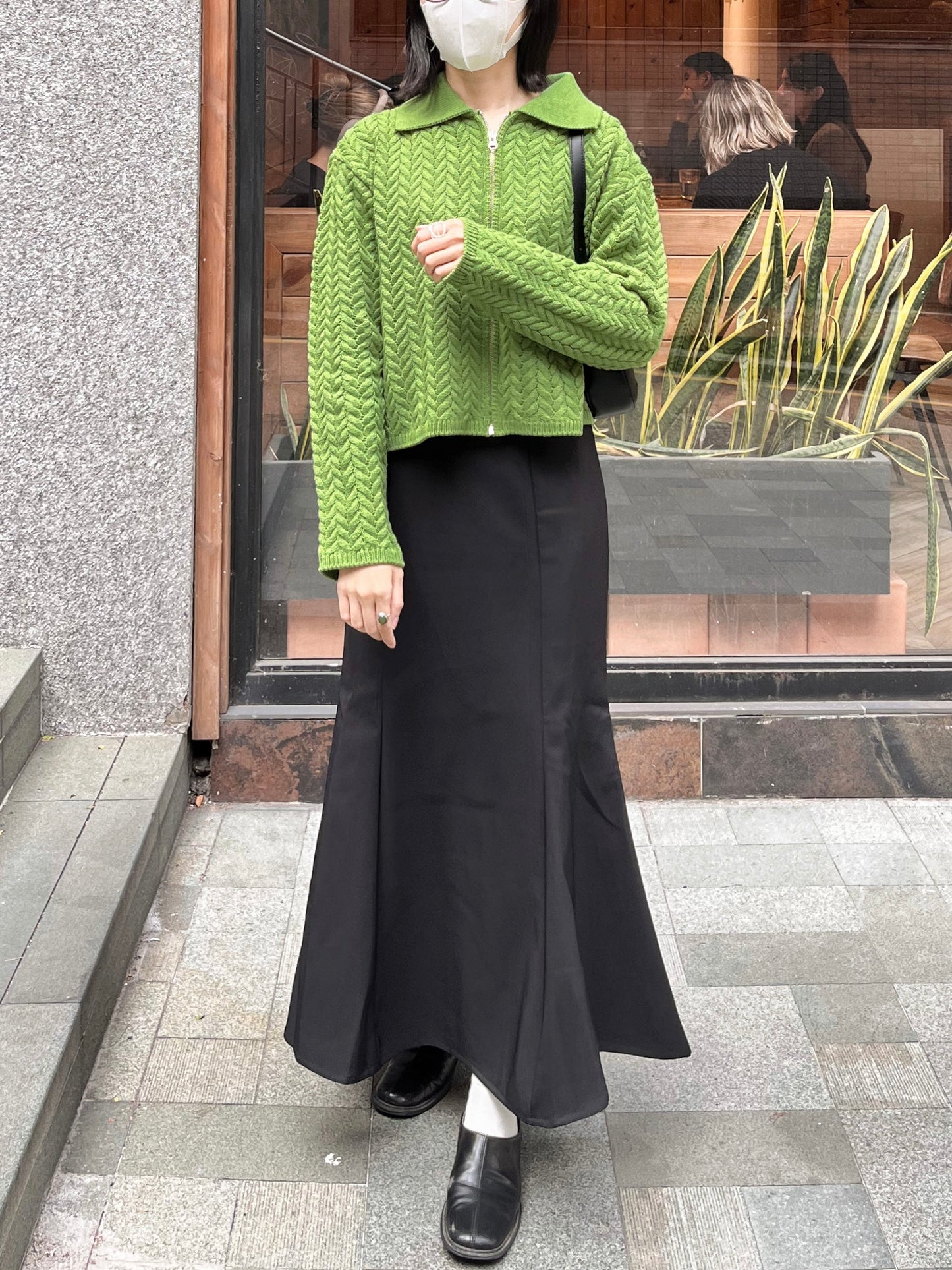 cable zip knit (green)