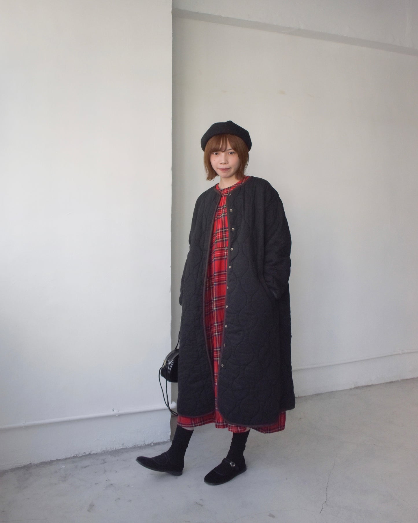 quilted long coat